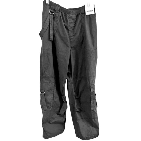 Rachel Paige L Utility Cargo Pants Gray Lightweight Back Elastic Waist D-Rings - Picture 5 of 14